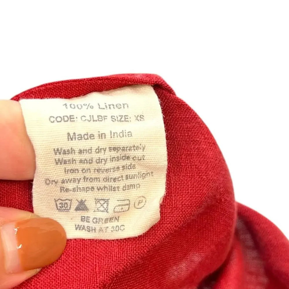 TOAST Shirt Red Natural Linen V-Neck Half Sleeve Top Size XS - Picture 10 of 10